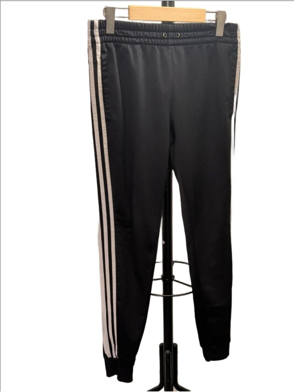 ​Vintage Adidas Men's Black 3-Stripe Athletic Track Pants Joggers Size S
